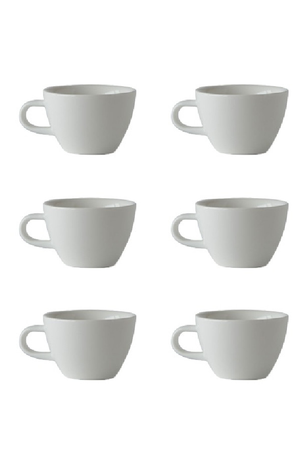Set x 6 FLAT WHITE tasse porcelaine 150ml Blanc