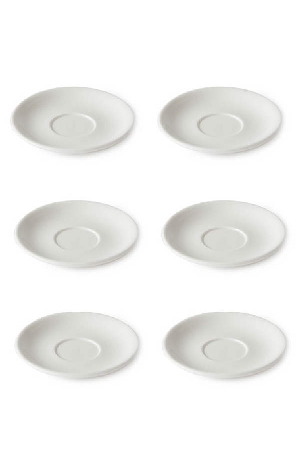 Set x 6 FLAT WHITE soucoupe porcelaine 140mm Blanc