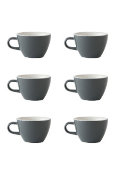 Set x 6 FLAT WHITE tasse porcelaine 150ml Gris
