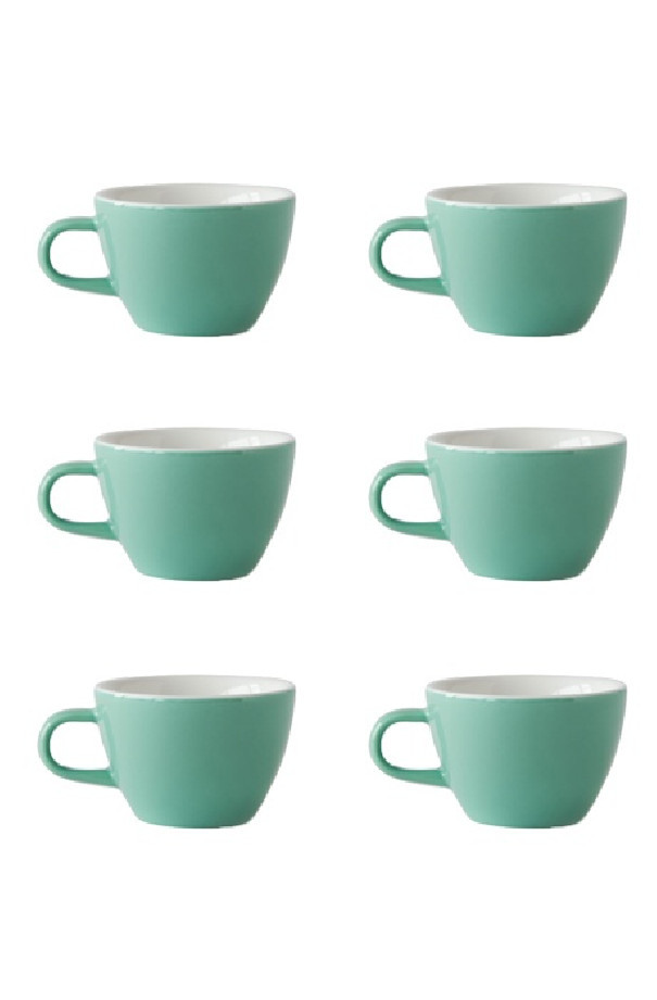 Set x 6 FLAT WHITE tasse porcelaine 150ml Vert