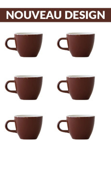 Set x 6 DEMITASSE tasse porcelaine 70ml Marron