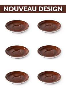 Set x 6 soucoupes porcelaine 110mm Marron