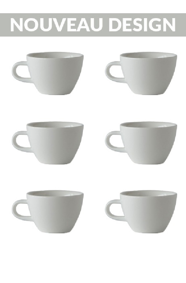 Set x 6 FLAT WHITE tasse porcelaine 150ml Blanc