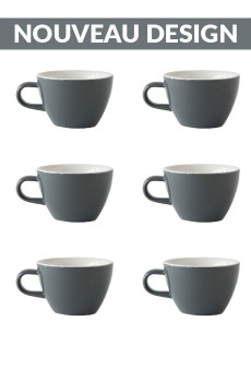 Set x 6 FLAT WHITE tasse porcelaine 150ml Gris