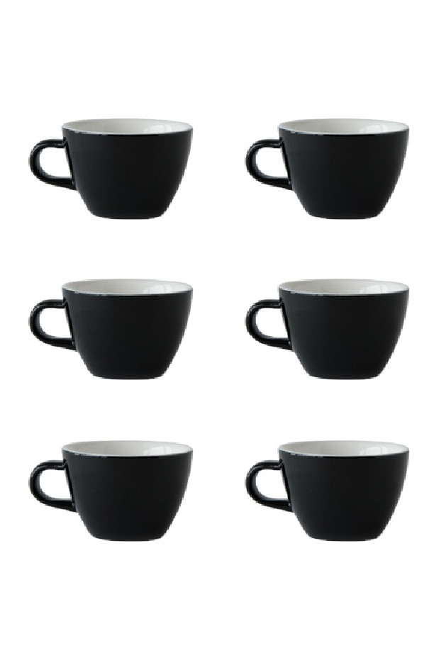 Set x 6 FLAT WHITE tasse porcelaine 150ml Noir Set x 6 FLAT WHITE tasse porcelaine 150ml Noir
