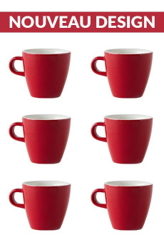 Set x 6 TULIP tasse porcelaine 170ml Rouge