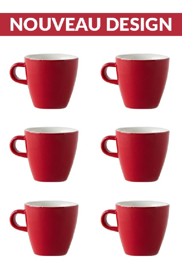 Set x 6 TULIP tasse porcelaine 170ml Rouge