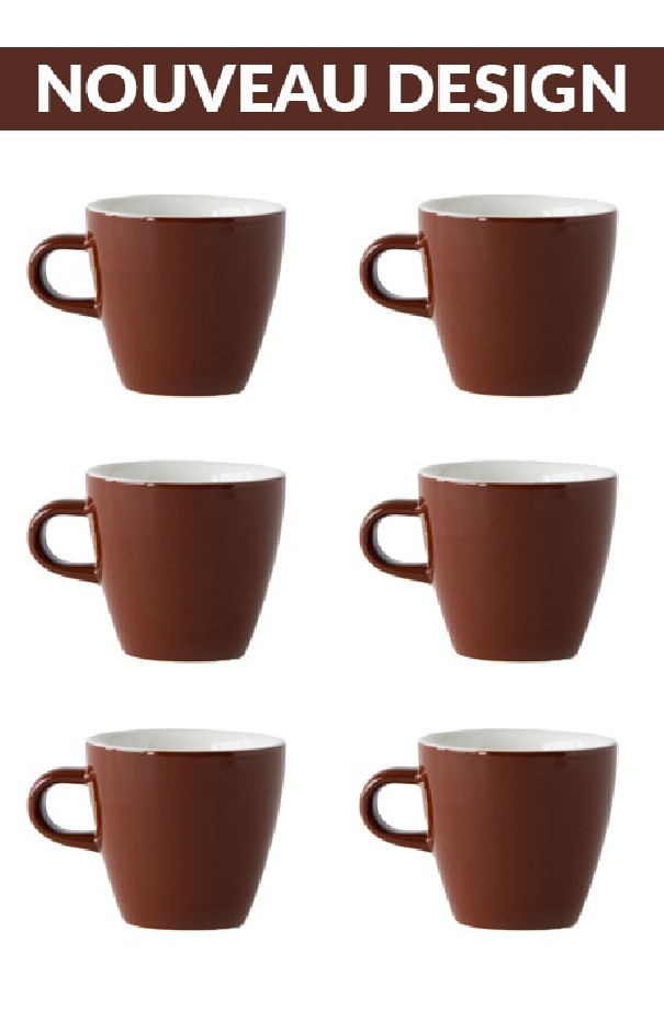 Set x 6 TULIP tasse porcelaine 170ml Marron Set x 6 TULIP tasse porcelaine 170ml Marron