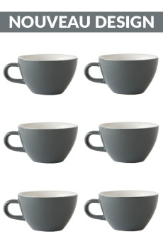Set x 6 CAPPUCCINO tasse porcelaine 190ml Gris