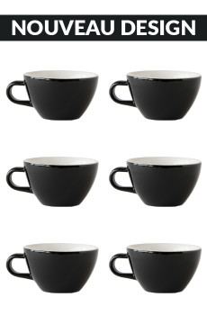 Set x 6 CAPPUCCINO tasse porcelaine 190ml Noir
