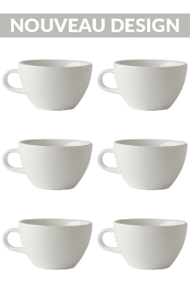 Set x 6 LATTE tasse porcelaine 280ml Blanc