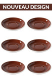 Set x 6 soucoupes porcelaine 150mm Marron