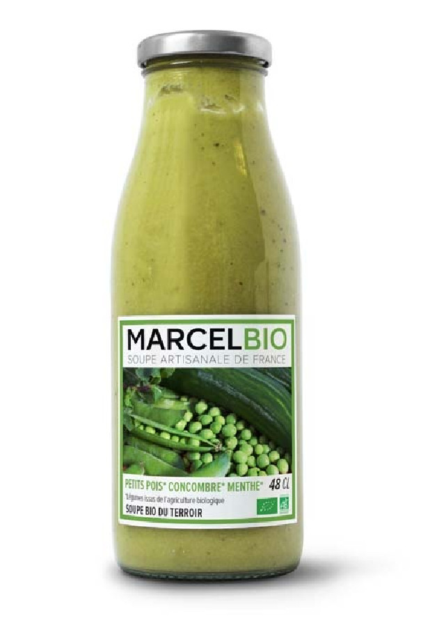 Soupe Petit pois Concombre Menthe bouteille verre 12 x 480ml BIO