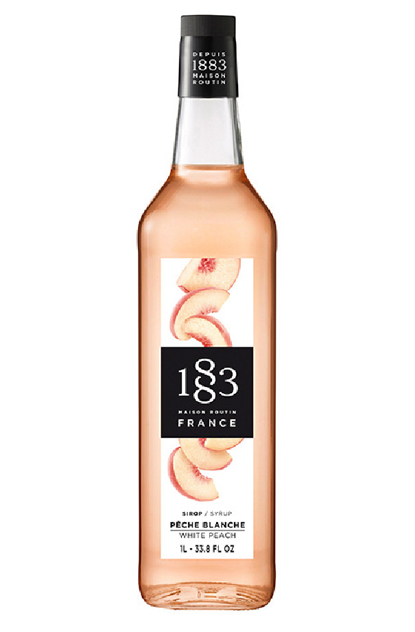 Sirop Pêche blanche bouteille verre 1L