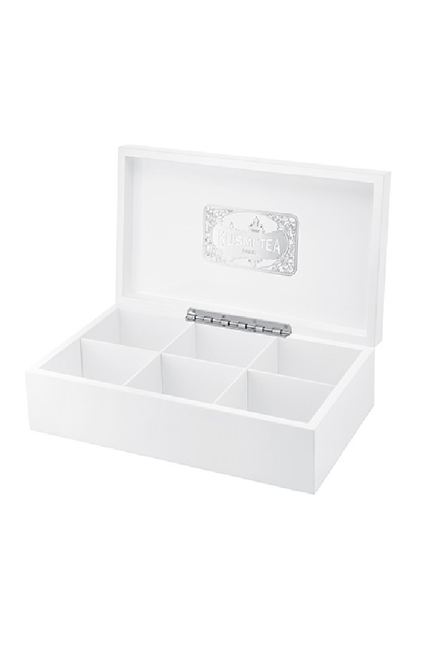 KUSMI TEA Coffret en bois laqué blanc 6 références