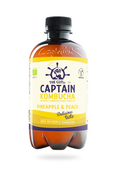 Thé Kombucha pétillant Ananas Pêche bouteille PET 400ml x 12 BIO