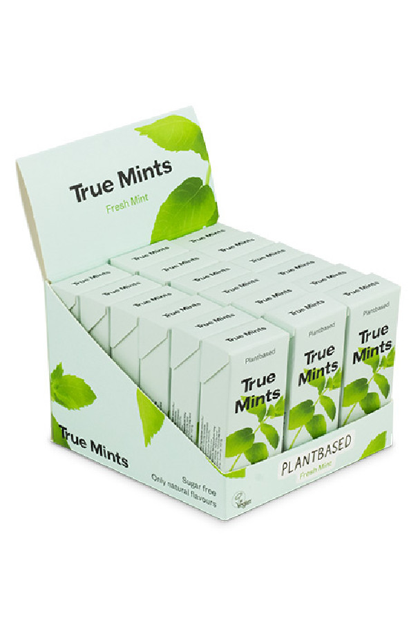 TRUE - PASTILLES MENTHE FRAICHE SANS SUCRES PRÉSENTOIR 13G x18