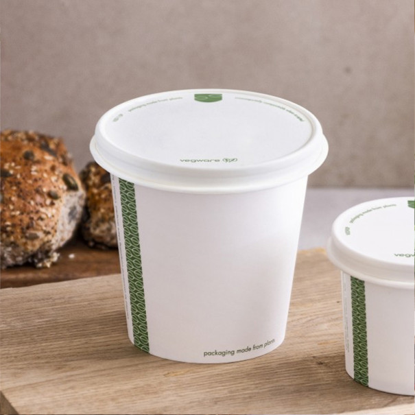 VEGWARE - COUVERCLE POT SOUPE/GLACE PAPIER BLANC COMPOSTABLE 12-32OZ Ø115MM x25 VEGWARE - COUVERCLE POT SOUPE/GLACE PAPIER BLANC COMPOSTABLE 12-32OZ Ø115MM x25