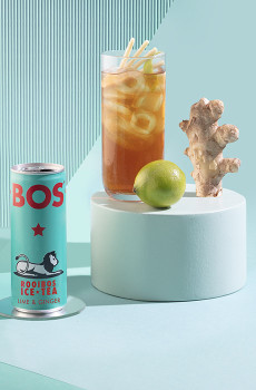 BOS - THE GLACE ROOIBOS CITRON VERT GINGEMBRE CANETTE 250ML x12 BIO