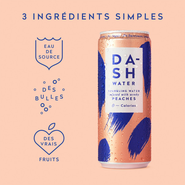DASH - EAU PETILLANTE PECHE CANETTE ALU 330ML x12 DASH - EAU PETILLANTE PECHE CANETTE ALU 330ML x12