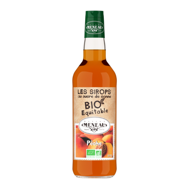 sirop pêche bouteille verre