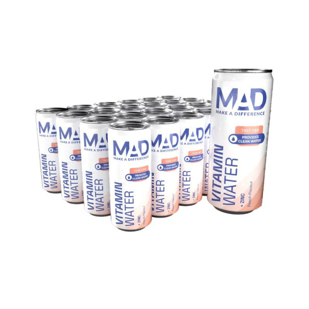 MAD - Eau vitaminée enrichie en zinc saveur pêche 330ml x24