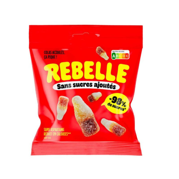 Rebelle - Bonbons bouteilles cola sans sucres vegan 50g x12