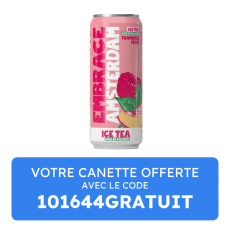 Embrace -Thé glacé Amsterdam thé noir framboise pêche canette