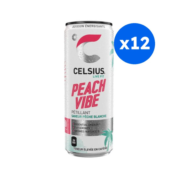 CELSIUS - BOISSON ENERGISANTE PEACH VIBE CANETTE ALU 355ML x12