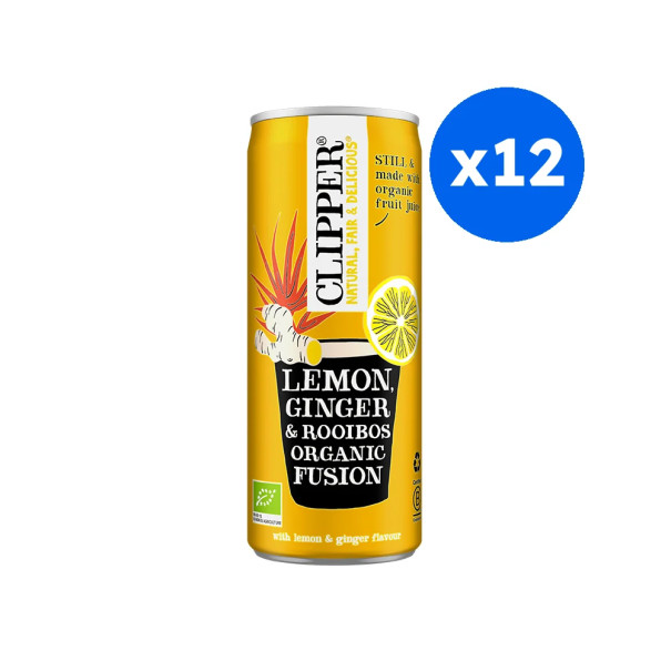 CLIPPER - INFUSION GLACEE CITRON GINGEMBRE ROOIBOS CANETTE 250ML x12 BIO