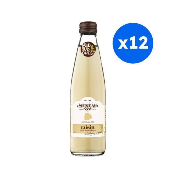 MENEAU - PUR JUS RAISIN BLANC SUD OUEST BOUTEILLE VERRE 250ML x12 BIO