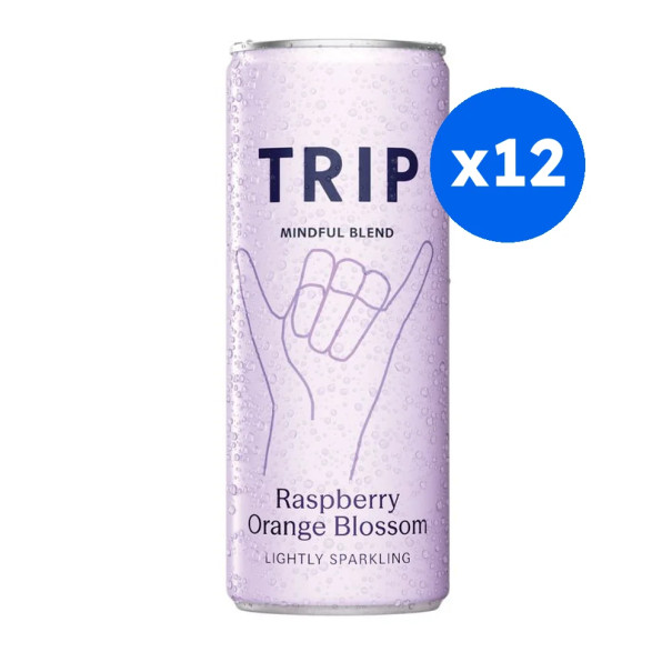 TRIP - EAU PETILLANTE FRAMBOISE- FLEUR D'ORANGER MINDFUL BLEND CAN ALU 330ML x12