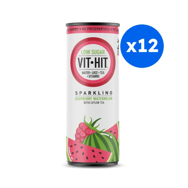 VIT HIT - BOISSON FONCTIONNELLE PETILLANTE FRAMBOISE PASTEQUE CANETTE 330ML x12