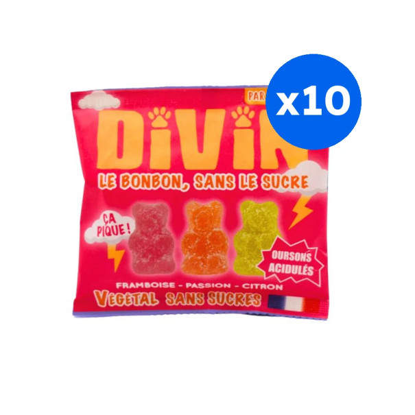 TINYBIRD - BONBONS DIVINS ACIDULES MULTIFRUITS VEGETAL SANS SUCRE SACHET 50G x10