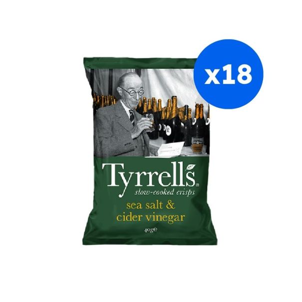 TYRRELLS - CHIPS VINAIGRE DE CIDRE 40G x18