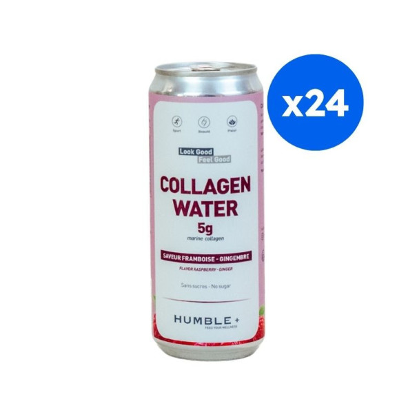 HUMBLE - EAU PETILLANTE COLLAGENE FRAMBOISE GINGEMBRE CANETTE ALU 330ML x24