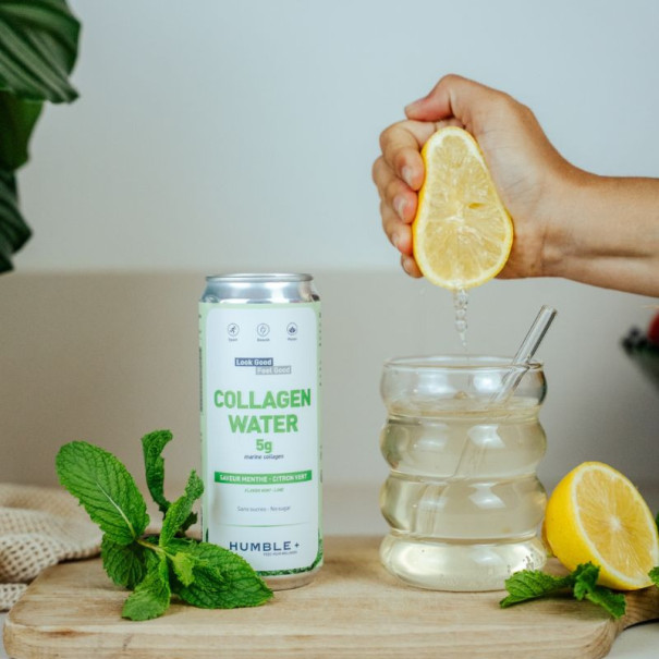 Humble Plus - Eau p?tillante collag?ne menthe citron canette alu 330ml x12