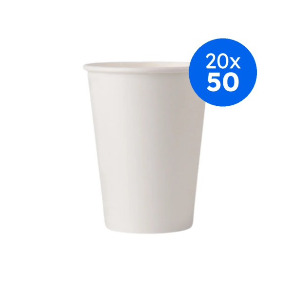 GOBELET CARTON BLANC 12OZ-350/420ML Ø90MM x50 LOGO REGLEMENTAIRE
