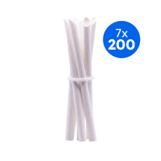PAILLE BUBBLE TEA BISEAUTEE PAPIER BLANC Ø12MM L.200 MM x200