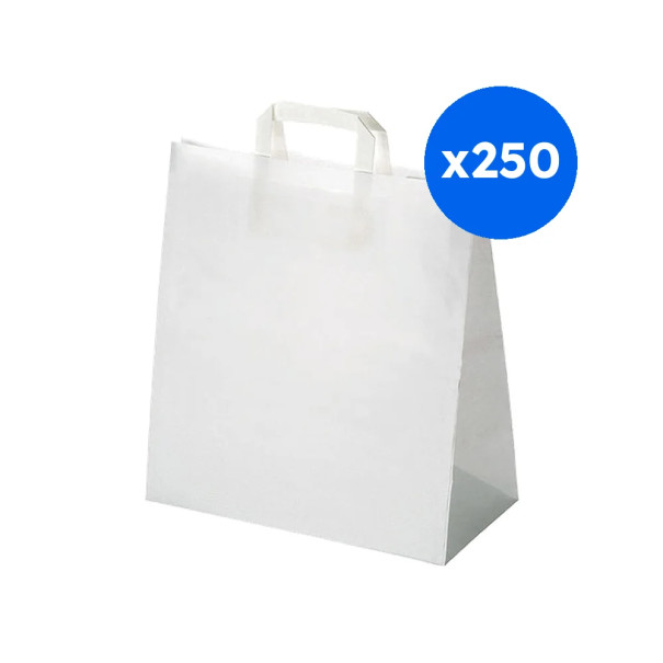 SAC CABAS POIGNEES PAPIER BLANC H.260 x L.260 x P.170 MM x250