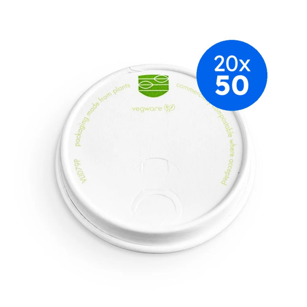 VEGWARE - COUVERCLE VOYAGEUR CARTON BLANC COMPOSTABLE Ø79MM x50