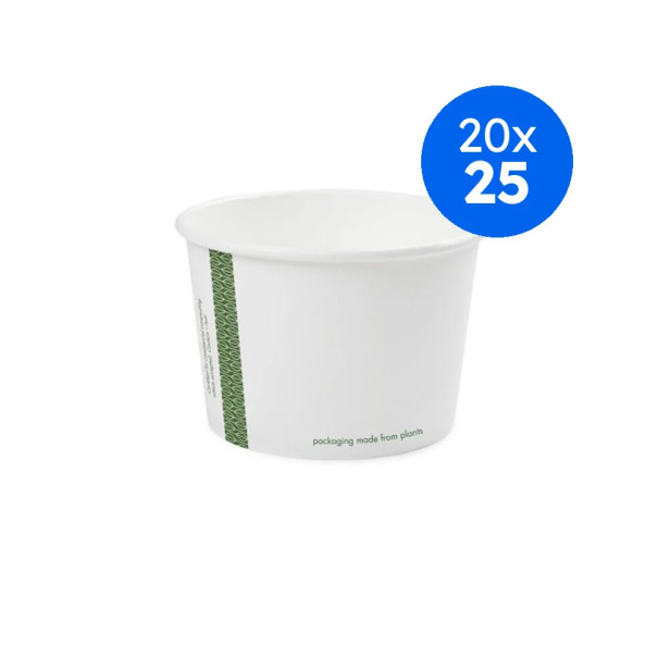 VEGWARE - POT SOUPE/GLACE PLA BLANC COMPOSTABLE 16OZ/473ML Ø115MM x25